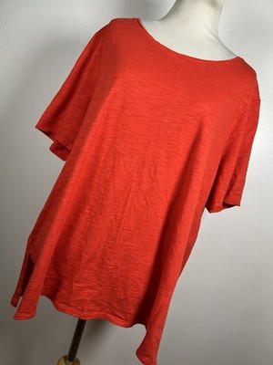 Chico's 3 Size XL Ultimate Tee Red Short Sleeve Cotton Blend Womens Stretch B2