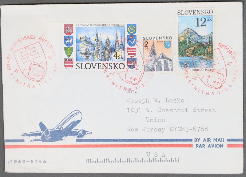 MayfairStamps Slovakia 1998 to Union NJ Air Mail Cover aaz_89873