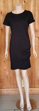 Guess Basic Black Dress Women T-Shirt Dress Short Side Ruched Stretchy Sz L Logo