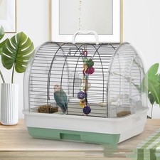 Portable Bird Cage with 2 Perches ,Food Bowls  Tray,Transparent Plastic Cage