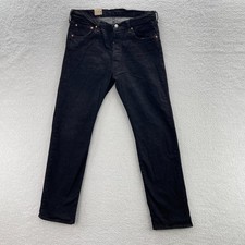 Levis 501 Jeans Mens 36x34 Black Original Straight Button Fly Stretch Grunge