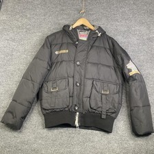 Giacca DSQUARED Mountain Range uomo 48 nera piumino bomber con cappuccio logo sci