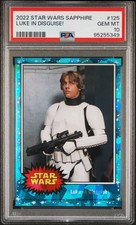 2022 TOPPS CHROME SAPPHIRE ED STAR WARS 125 LUKE IN DISGUISE PSA 10