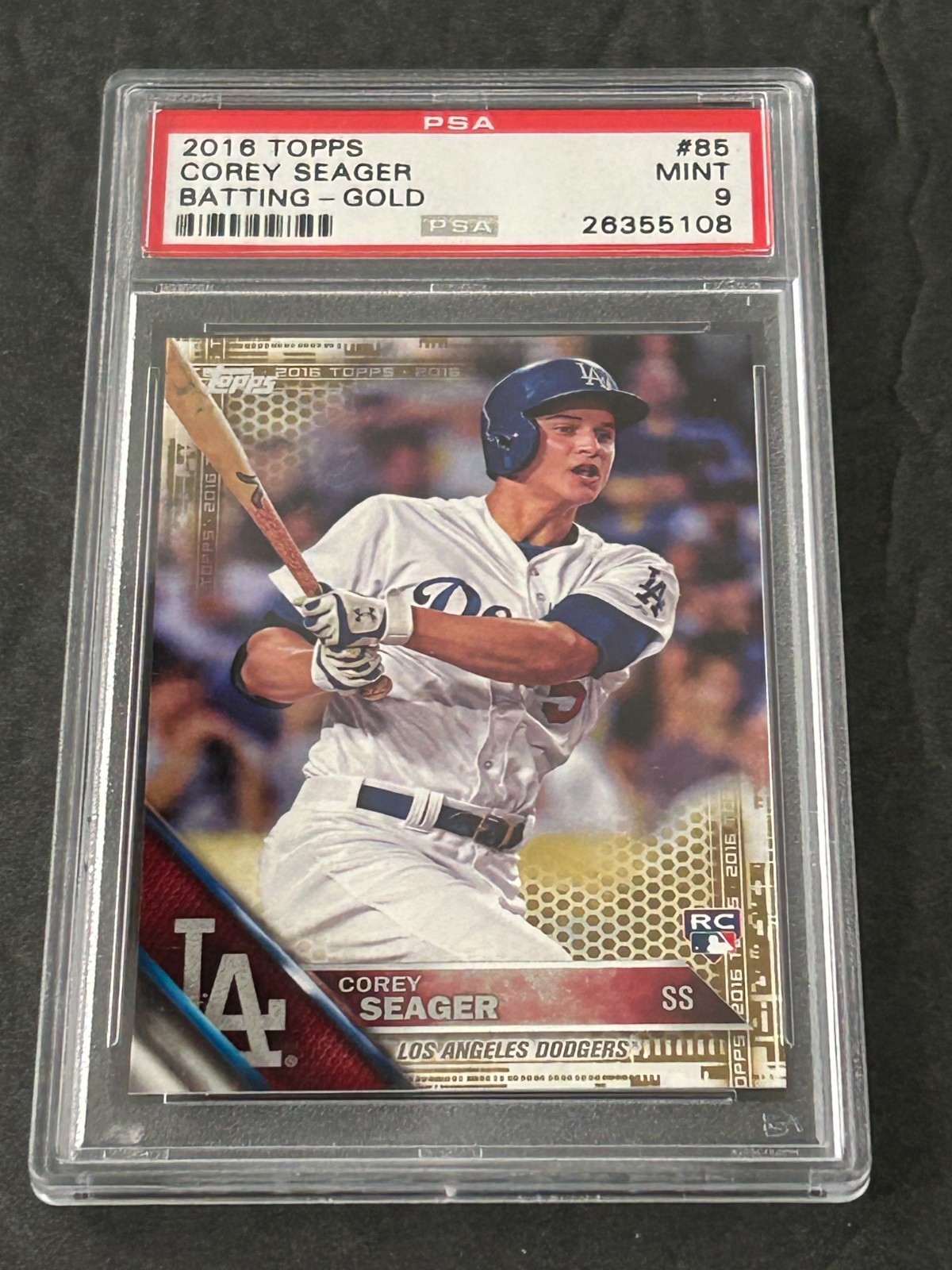 Corey Seager 2016 Topps Rookie Card - #85 Gold /2016 - PSA 9