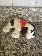 Vintage 1980 Tonka Pound Puppies White w/ Brown Spots Plush Puppy Red Collar 7  