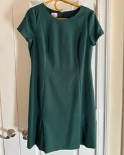 Talbots Size 12P Sheath Dress Womens Green Lined Classic Work Event Shortsleeve