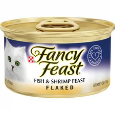 144 Cans , Fancy Feast Flaked Fish & Shrimp Feast Wet Cat Food, 3 oz case