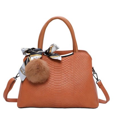 Gallantry Damen Handtasche Schlangenoptik mit Schal und Deko-Bommel