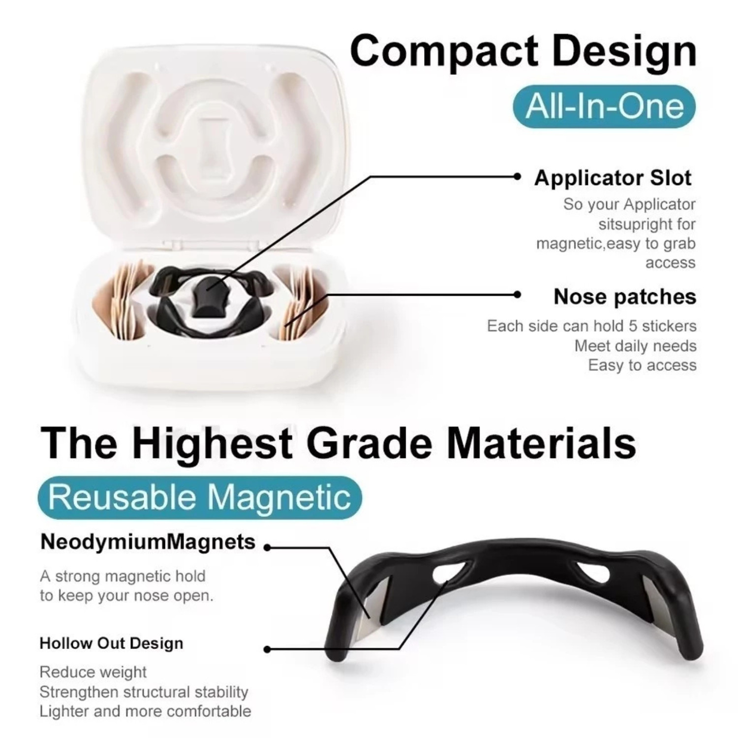 Portable Magnetic Nose Clip Set with Box Nose Breathing Extended Breathing