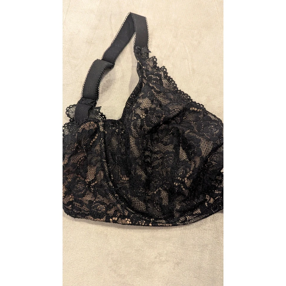 Sujetador con aros de copa completa de encaje negro beige lencería sexy Aubade Paris HK10-02F Foto 3 de 4