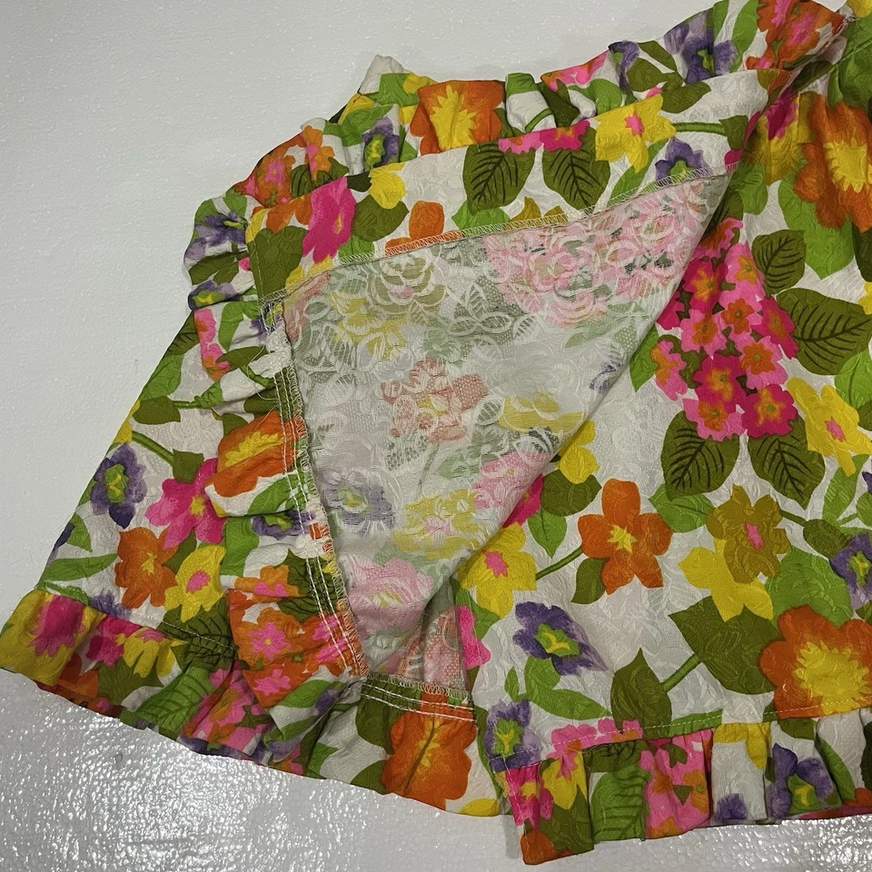 Minifalda pequeña vintage años 60 70 personal Leslie Fay floral envolvente con volantes Foto 3 de 4