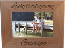 Lucky to You My Grandpa - 4x6 Inch Wood Picture Frame