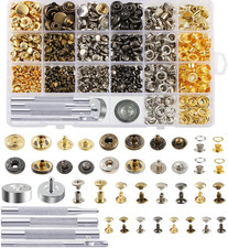 400 Set 4 Style Snap Fasteners Kit Including Leather Rivets, Eyelets, Grommets,