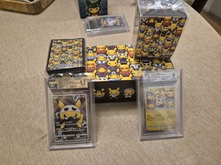 2 BGS Graded Poncho Pikachu Pretend Grunt Team Skull Sealed Cardbox Sealed...