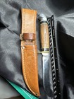 Vintage MARBLE'S Sportsman blade wooden handle knife W Sheath Stunning USA