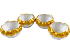 Vintage Open Salt Cellers Vienne Austria Porcelian Gold Gilt Boninside Leonard