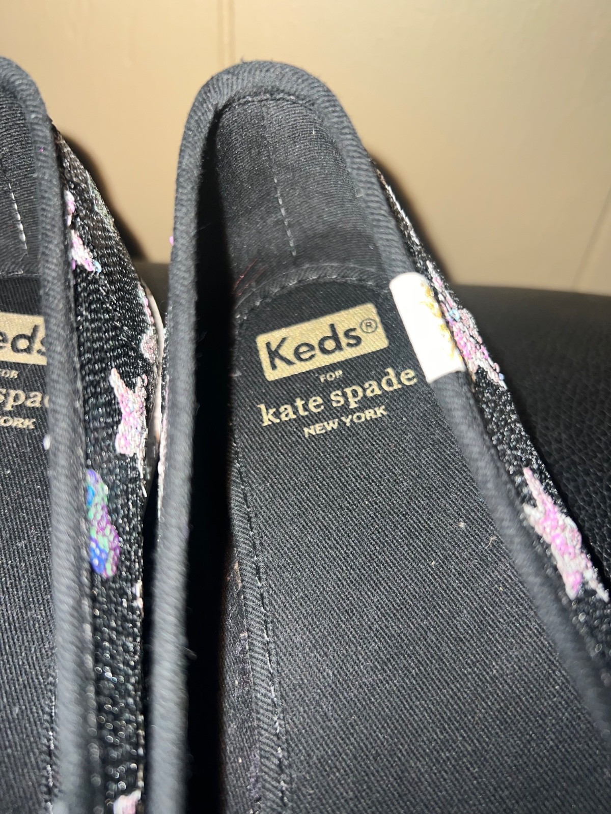 Keds x Kate Spade Double Decker Black Sequin Star Heart Slip On Sneakers 8  thumbnail 4