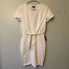 Express Classic White Tie Waist Short Sleeve Mini Dress, Size XS Women’s