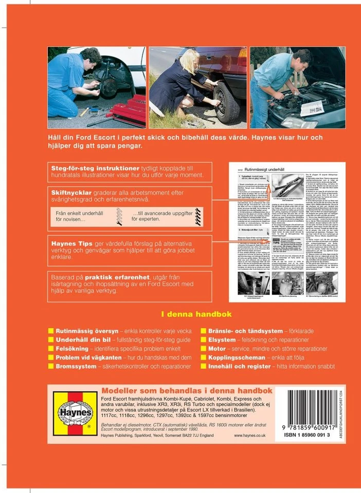Ford Escort (1980-1990) Haynes Repair Manual (svenske utgava) - Image 2 of 2
