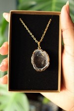 Natural Agate Druzy Pendant Necklace Gem Stone Geode
