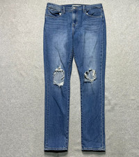 Levis Jeans 721 High Rise Skinny Womens 32 Distressed Stretch Medium Wash Denim