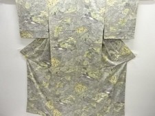 Kimono with House Landscape Pattern, Silk, Modern Excellent Used