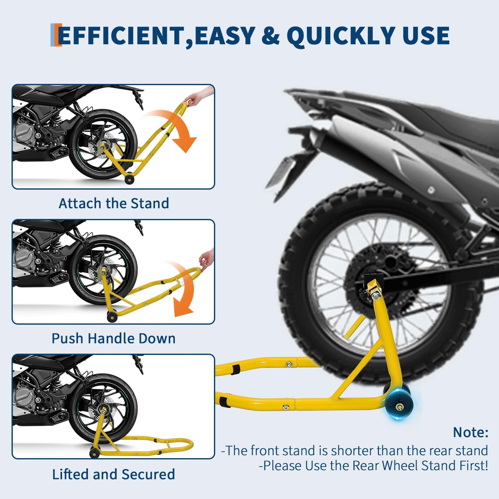 Heavy Duty Motorcycle Bike Stand Front & Rear 900Lbs Combo Paddock Swingarm Lift