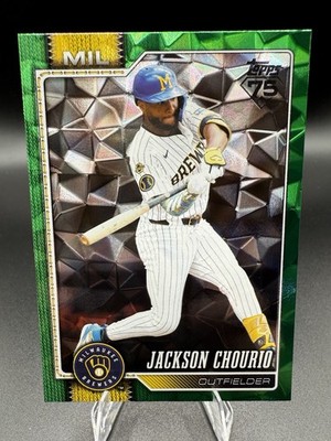 Jackson Chourio Green Diamante Foil /99 #448 2026 Topps Series 2 Brewers Card