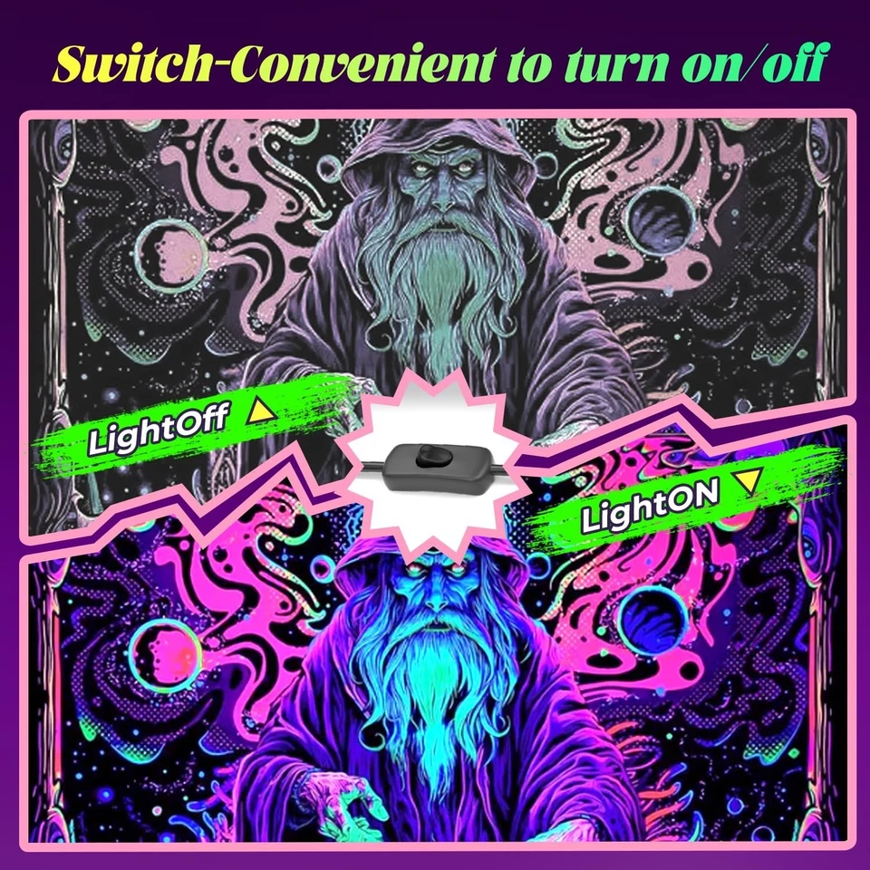 Pack de 2 luces LED negras de 38W, luces de inundación de luz negra para fiesta brillante IP66 Waterp... Foto 3 de 4