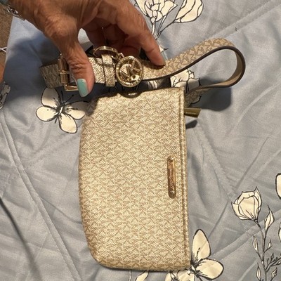 Michael Kors Jet Set Logo Crossbody Phone Bag - Zip Detachable Strap Gold