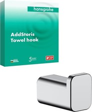 hansgrohe AddStoris Modern Single Robe and Towel Hook in Chrome, 41742000