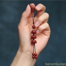 Cinnabar Lotus Key Chain Jewelry Hand-carved Chinese Natural Amulet Pendant Cinnabar Lotus Key Chain Jewelry Hand-carved Chinese Natural Amulet Pendant