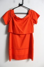 Topshop Womens Lace Layered Bardot Dress - Coral Red - Size 12 (i23)