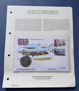 1994 Turks & Caicos 5 Crowns PNC. 50th Anniv D Day Bertram Ramsay 0820.