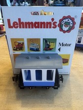 Vintage Lehmann Gnomy Blue  White Passenger Train Trolley Car 996 With Box