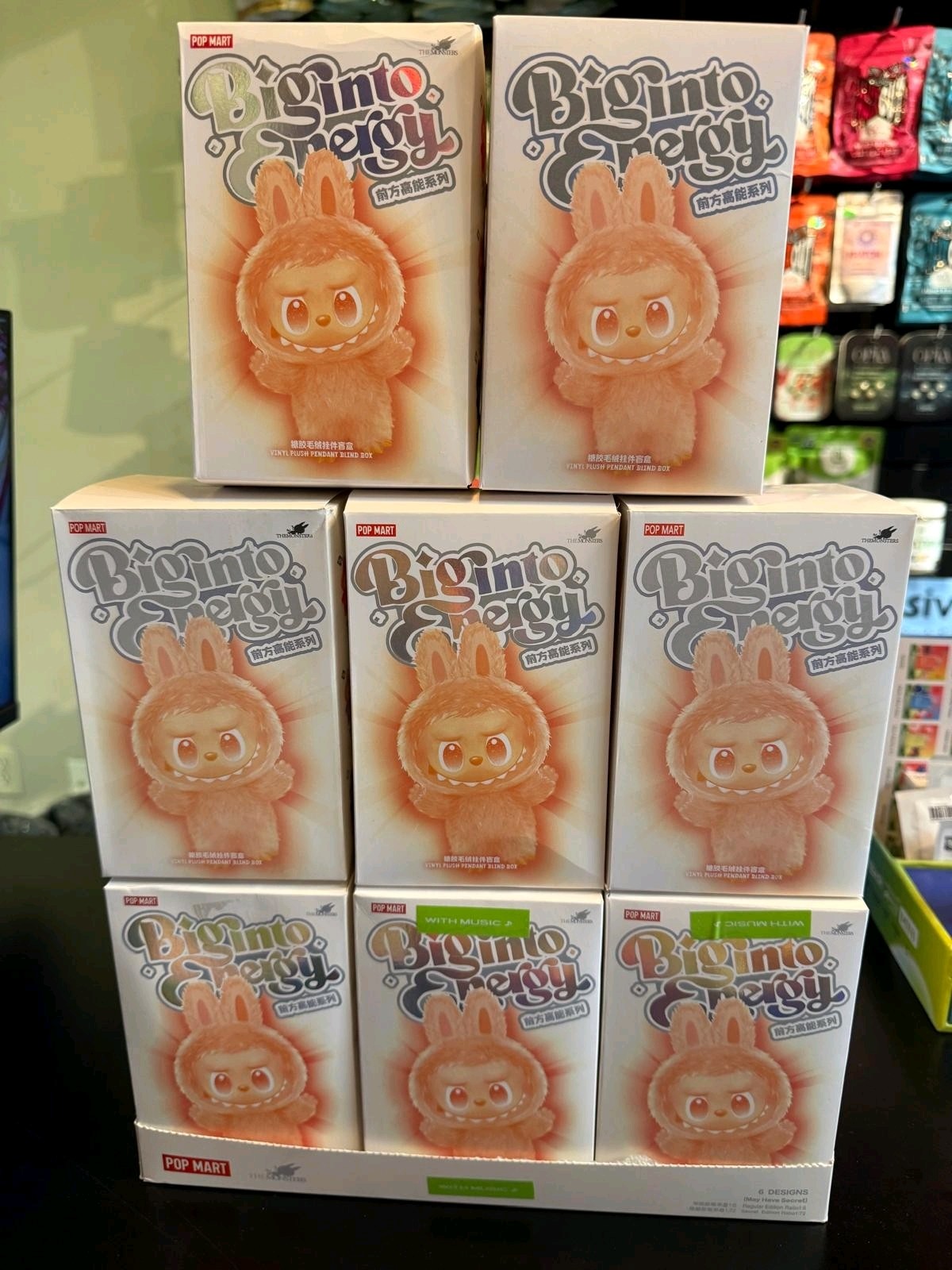 Auténtico PopMart Labubu Big Into Energy Monsters Muñeco de Peluche Caja Ciega Individual