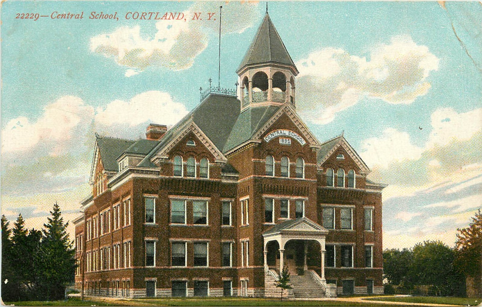 c1907 Postcard; Central School, Cortland NY Cortland County posted eBay