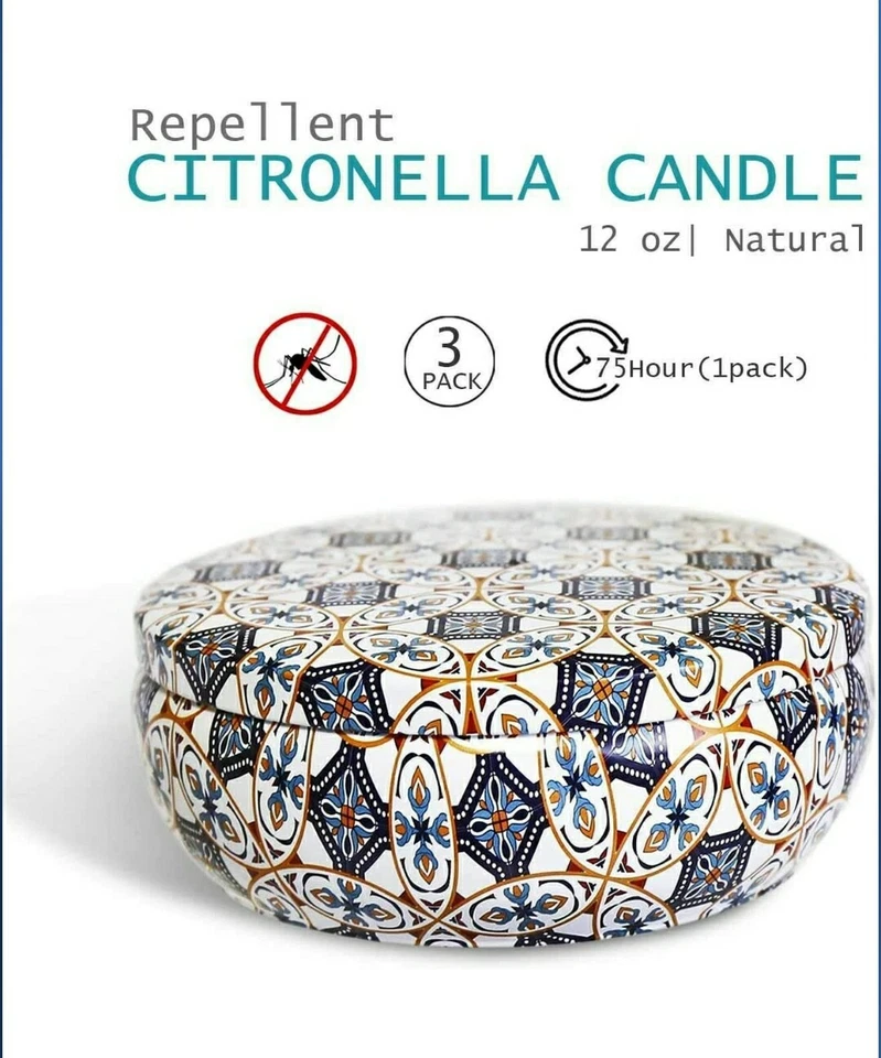 Citronella 100% Soy-Wax Decorative Candle W 3 Wicks 14.5 OZ Pack of 3 - Image 3 of 4