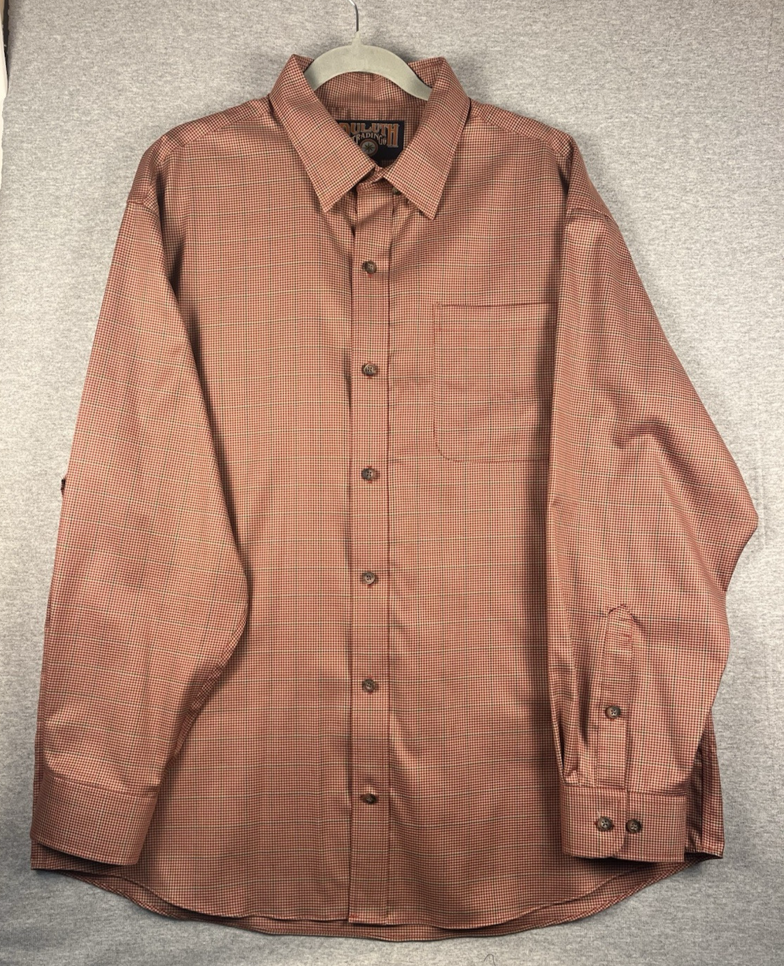 Duluth Trading Co Shirt Mens Size Large Red Houndstooth Print Button Down Shirt