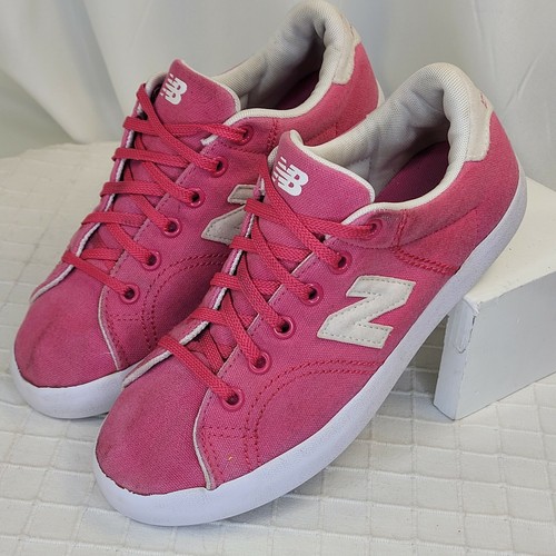 New Balance Sneakers Pink White Canvas Comfort Shoes Nb Lace Up Size 4 Girls Ebay