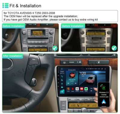 AUTORADIO ANDROID TOYOTA AVENSIS 2008-2015 STEREO AUTO TOUCH 9" WIFI