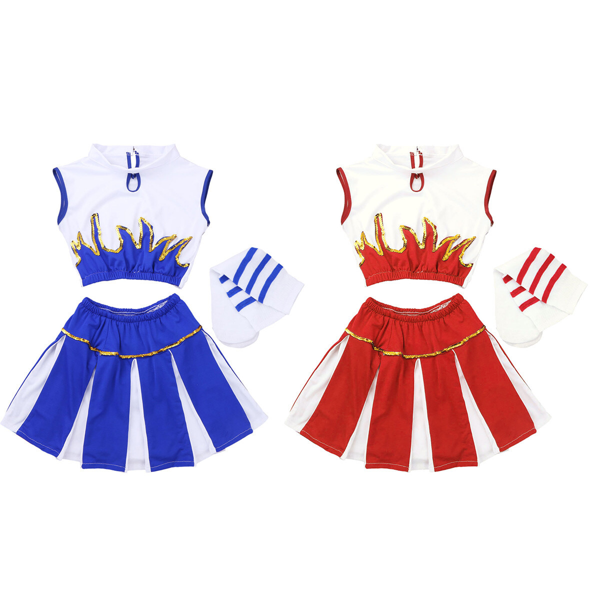 Kids Girl Sequins Cheerleading Costume Cheer Uniform Top