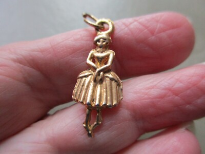 VINTAGE CROSS HANDS GOLD TONE BALLERINA BALLET DANCER FOB CHARM PENDANT BRACELET