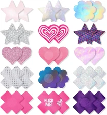 Grevosea 15 Pairs Pasties Nipple Covers, Disposable Nipple Pasties Lingerie No S