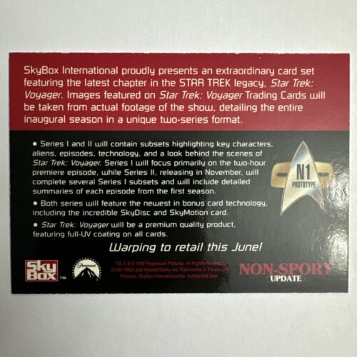 1995 SKYBOX Star Trek Voyager N1 Prototype Card with Ethan Phillips Autograph - Picture 2 of 3