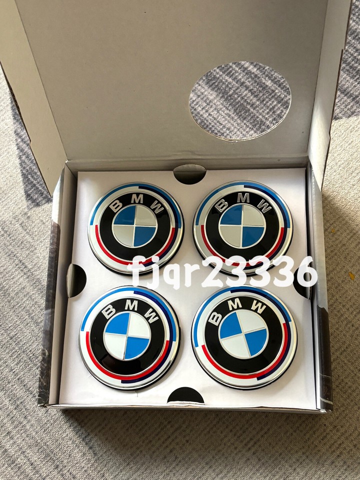 New BMW 50th Anniversary Emblem Floating Car Wheel Center Caps 68mm A ...