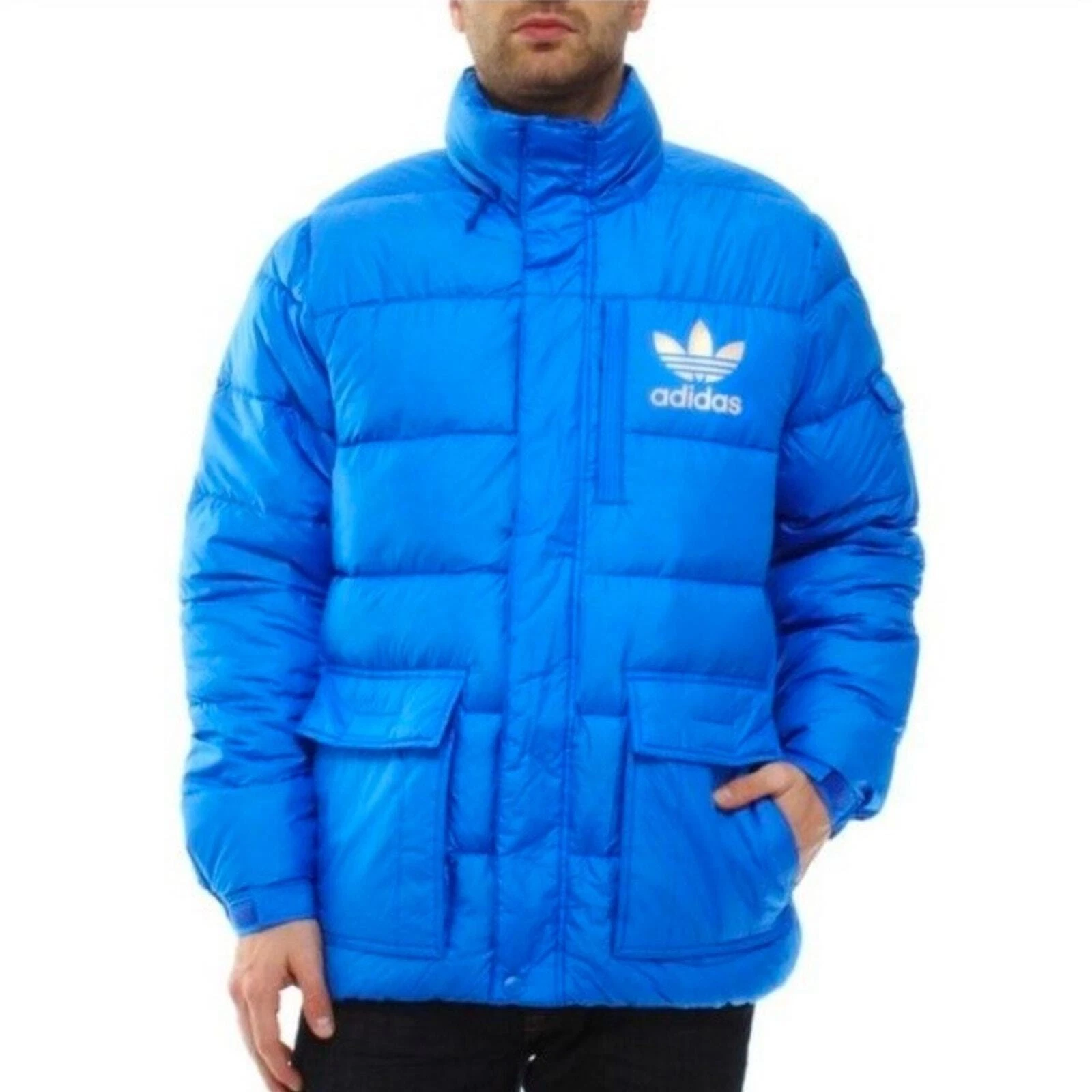 Adidas Adicolor Down Puffer Jacket Blue Sz Large Gorpcore Warm Winter Snow