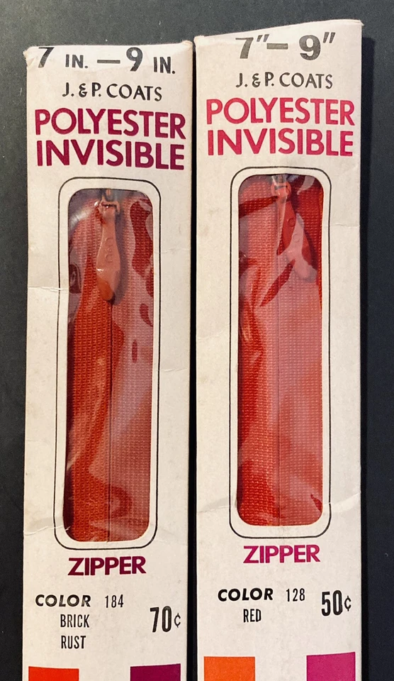 NOS Vintage Lot Of 8 Zippers Talon And J & P Coats Plastic Assorted Colors Sizes - Image 2 of 4