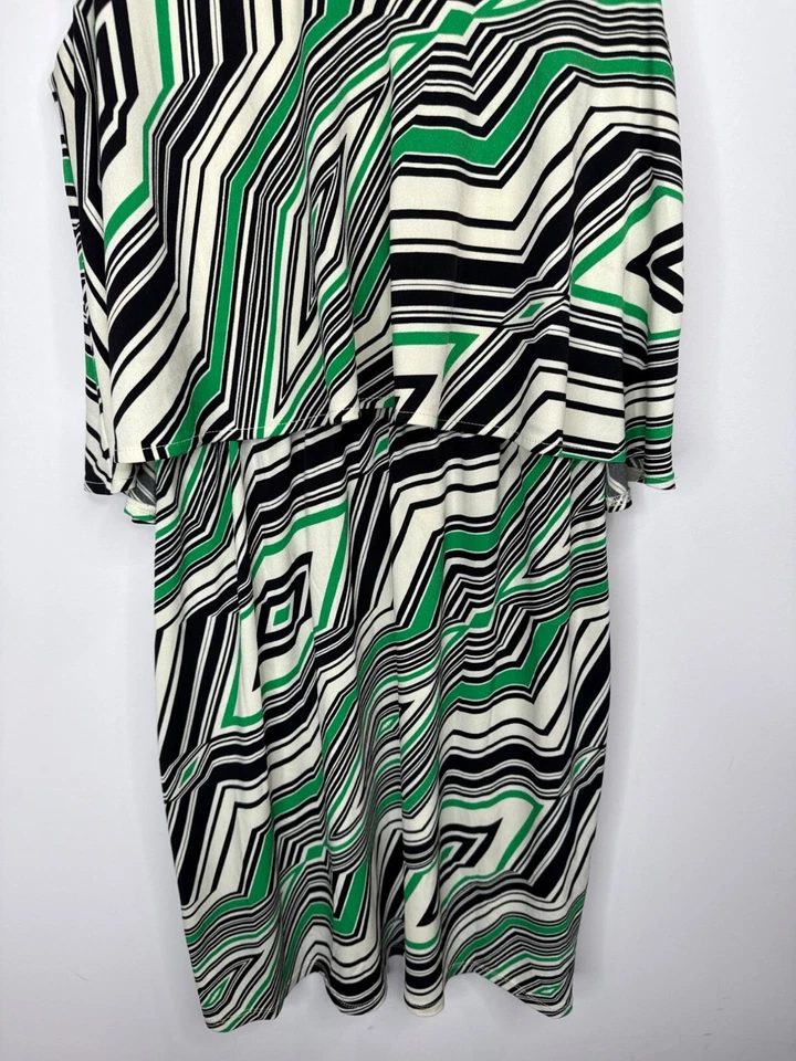 Vestido Maggy London para mujer con capas sin mangas talla 6 pequeño abstracto negro verde Foto 3 de 4