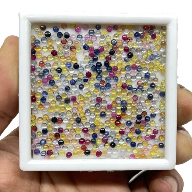 30 Pcs Natural Sapphire 2.3mm-2.4mm Round Multi Color Loose Cabochon Gemstones